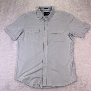 Buttercloth Icy‎ Cotton Men's Large Button Up Shirt w/Pockets Light-Blue
